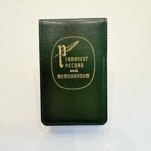 Vintage Permanent Record And Memorandum Pocket Notebook Green